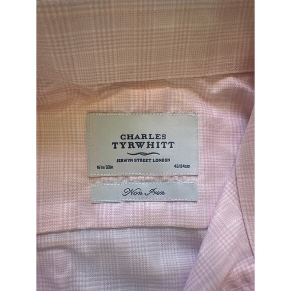 Charles Tyrwhitt Non Iron Classic Fit Pink Mens Dress Shirt Size 16.5 42 - Picture 3 of 3